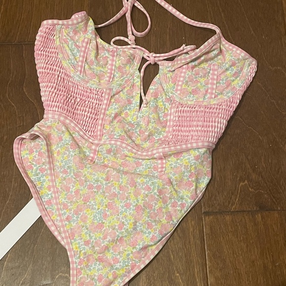 For Love And Lemons Pink Floral One Piece - Picture 3 of 4